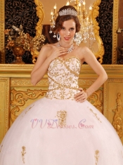 Designers List White Quinceanera Dress With Golden Details