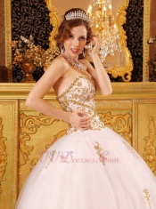 Designers List White Quinceanera Dress With Golden Details