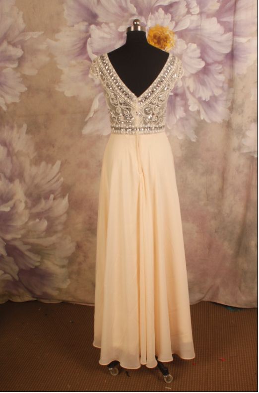 New Arrival Champagne Long Chiffon Skirt With Transparent Bodice