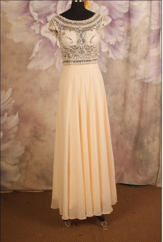 New Arrival Champagne Long Chiffon Skirt With Transparent Bodice