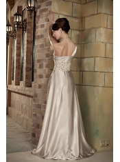 Champagne Empire Prom Dress With One Shoulder Long Skirt Beautiful Inexpensive