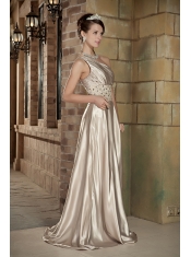 Champagne Empire Prom Dress With One Shoulder Long Skirt Beautiful Inexpensive