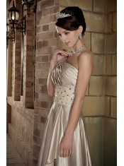Champagne Empire Prom Dress With One Shoulder Long Skirt Beautiful Inexpensive