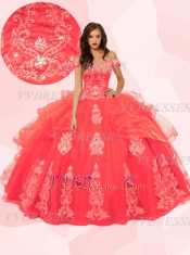 Latin & Mexico Girl Womanhood Ceremony Quince Ball Gown Royal Blue Off Shoulder Tulle Ruffles