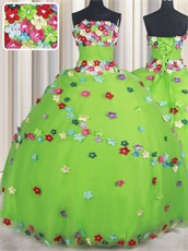 Spring Green With Colorful Floret T-Stage Ball Gown Nature Design Inspiration