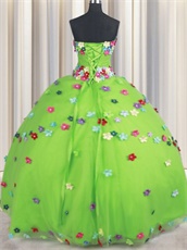 Spring Green With Colorful Floret T-Stage Ball Gown Nature Design Inspiration