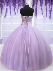 Lilac Layers Thin Tulle Pageant Quinceanera Ball Gown Fluffy With Big Petticoat