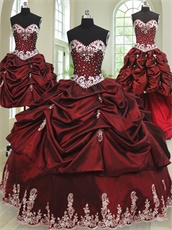 Four Pieces DIY Detachable Burgundy Mature Women Quinceanera Ball Gown Customized