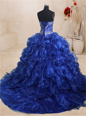 Royal Blue New Arrival Silver Embroidery Quinceanera Celebrity Ball Gown Has Train