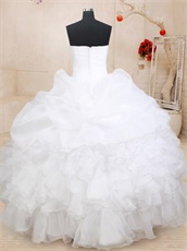 Bubble Skirt Bottom White Ruffles With Silver Edge Quinceaneara Ball Gown