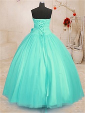 Sweetheart Mint Apple Green Simple Flat Floor Length Mesh Quinceanera Ball Gown