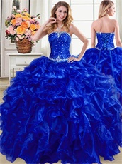 Four Pieces Royal Blue Detachable DIY Wear Women Quinceanera Ball Gown Cheap