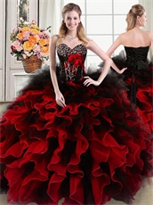 Bodice/Short/High Low/Ball Gown Four Parts Detachable Red Black Quinceanera Dress