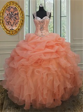 Double Straps Sweetheart Peach Designer Same Style Quinceanera Ball Gown Memorable