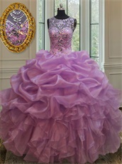 Dark Lilac Fluffy Bubble Ruffles Dreams Quinceanera Gown Dropped Waist