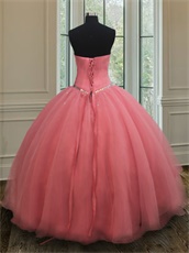 Rose Pink Full Silver Beadwork Basque Quinceanera Gown Dress Clearance Price