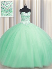 Mint Apple Green Puffy Flat Layers Tulle Military Ball Gown 2019 Cheap
