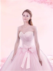 Girlish Pink Simple Brief Quinceanera Court Gown Without Embellish Details