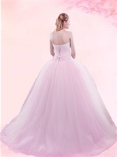 Girlish Pink Simple Brief Quinceanera Court Gown Without Embellish Details