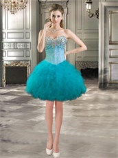 Three Parts Changeable 3 Kinds Wear Dark Turquoise Thick Tulle Ruffles Ball Gown