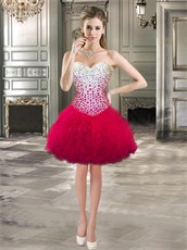 Sweetheart V Basque Detachable Fuchsia Quinceanera Gown With Short Skirt