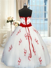 Pure White With Red Appliques Brand New Quinceanera C'est Quoi Spanish