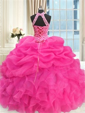 Hot Pink High Quality Cheap Quinceanera Gown Detachable 3 Pieces With Short Skirt