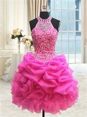 Hot Pink High Quality Cheap Quinceanera Gown Detachable 3 Pieces With Short Skirt