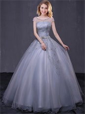 Scoop Transparent Neck Silver Little Puffy Military Prom Ball Gown Alterations