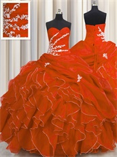 Classical Fashion Ruffles Scarlet Girls Dancing Prom Ball Gown Silver Details