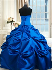 Royal Blue Thick Satin Plain Quinceanera Ball Gown Without Extra Details