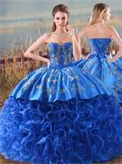 Detachable Top Bottom Two Pieces Western Designer Embroidery Ball Gown Royal Blue