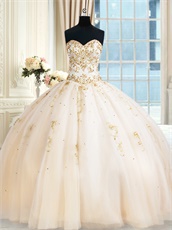 Ivory Quinceanera Military Ball Gown Gold Embroidery Designer Western Style