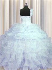 Single Right Shoulder Half Layers and Half Ruffles Sweet 15 Ball Gown Discount