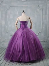Wide Pleated Belt Custom Fitted Mauve Purple Quinceanera Ball Gown Little Puffy