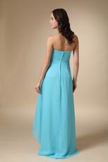Aqua Blue High Low Chiffon Dress To Bridesmaid Wear