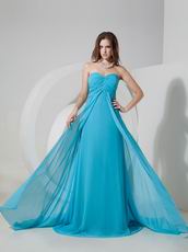 Brush Train Prom Dress Made By Doger Blue Chiffon Fabric