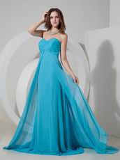 Brush Train Prom Dress Made By Doger Blue Chiffon Fabric