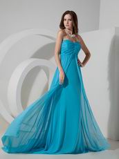 Brush Train Prom Dress Made By Doger Blue Chiffon Fabric