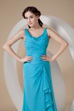 Ankle-length Straps Teal Chiffon Prom Dress Stores Online