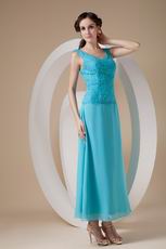 Wide Straps Ankle-length Aqua Mother Of The Bride Dress