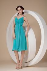 Spaghetti Straps Tea-length Chiffon Bridesmaid Dress