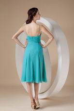 Spaghetti Straps Tea-length Chiffon Bridesmaid Dress