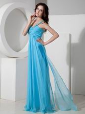 One Shoulder Floor-length Aqua Chiffon Prom Dress 2014