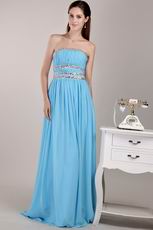 Aqua Blue Chiffon Fabric Designer Prom Dress For Lady