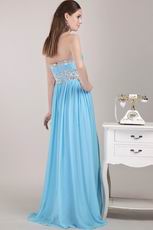 Aqua Blue Chiffon Fabric Designer Prom Dress For Lady