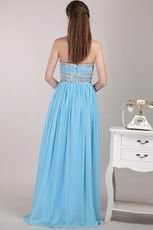 Aqua Blue Chiffon Fabric Designer Prom Dress For Lady