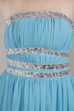 Aqua Blue Chiffon Fabric Designer Prom Dress For Lady