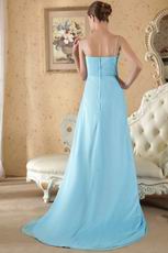 Spaghetti Straps Skirt New Arrival Aqua Blue Chiffon Prom Dress