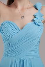 One Shoulder Baby Blue Chiffon Bridesmaid Dress For Cheap